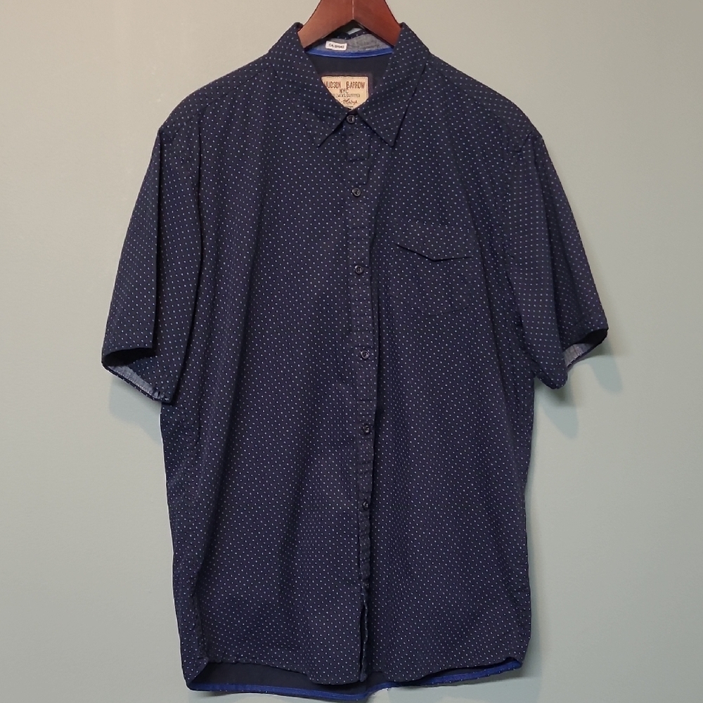 Classic Navy Blue Polka Dot Short Sleeve Shirt